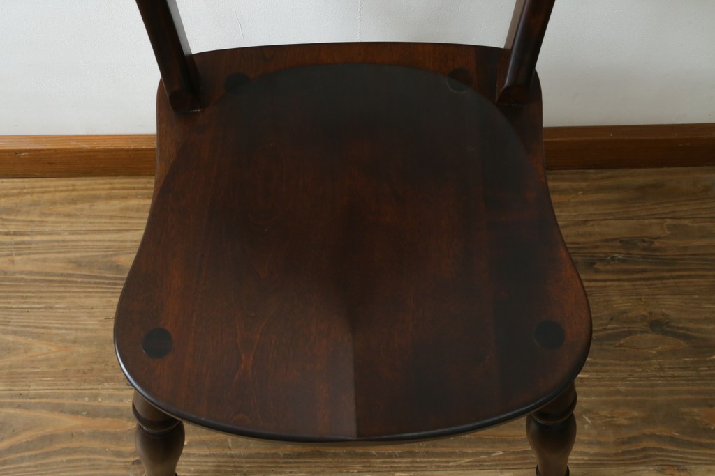 中古　松本民芸家具　背もたれの挽き物加工がお洒落な#49A型ワイコムチェア　定価約10万7千円　(R-085981)