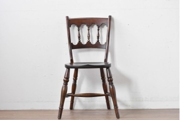 中古　松本民芸家具　背もたれの挽き物加工がお洒落な#49A型ワイコムチェア　定価約10万7千円　(R-085981)