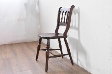 中古　松本民芸家具　背もたれの挽き物加工がお洒落な#49A型ワイコムチェア　定価約10万7千円　(R-085981)