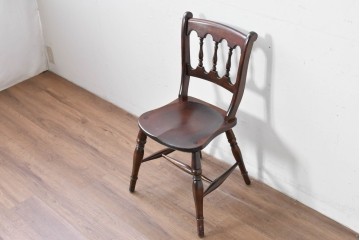 中古　松本民芸家具　背もたれの挽き物加工がお洒落な#49A型ワイコムチェア　定価約10万7千円　(R-085981)