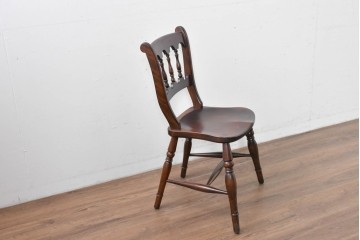 中古　松本民芸家具　背もたれの挽き物加工がお洒落な#49A型ワイコムチェア　定価約10万7千円　(R-085981)