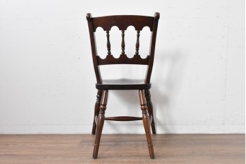 中古　松本民芸家具　背もたれの挽き物加工がお洒落な#49A型ワイコムチェア　定価約10万7千円　(R-085981)