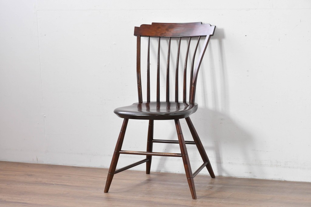 中古　希少モデル　松本民芸家具　背の曲線が美しいステップダウンチェア　(R-085982)