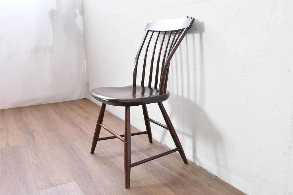 中古　希少モデル　松本民芸家具　背の曲線が美しいステップダウンチェア　(R-085982)