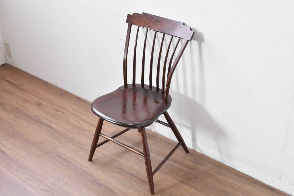 中古　希少モデル　松本民芸家具　背の曲線が美しいステップダウンチェア　(R-085982)