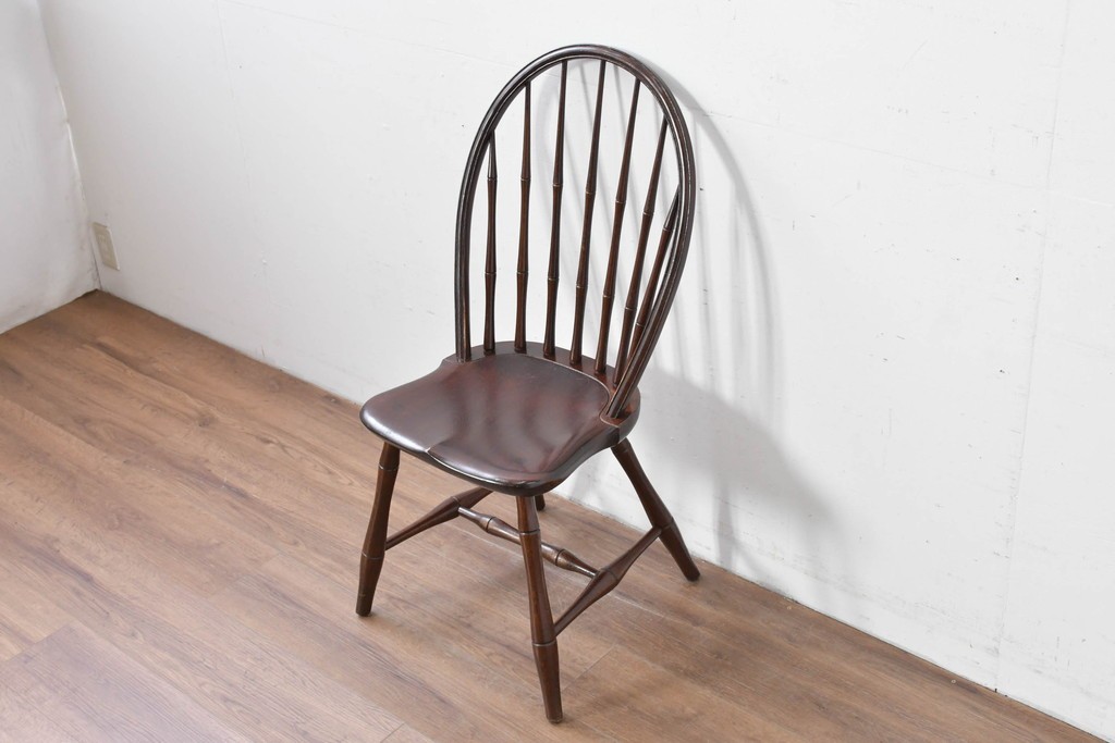 中古　松本民芸家具　竹節のデザインが施されたループバックチェア(II)　定価約13万8千円　(R-085983)