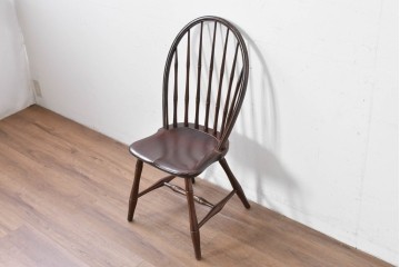 中古　松本民芸家具　竹節のデザインが施されたループバックチェア(II)　定価約13万8千円　(R-085983)
