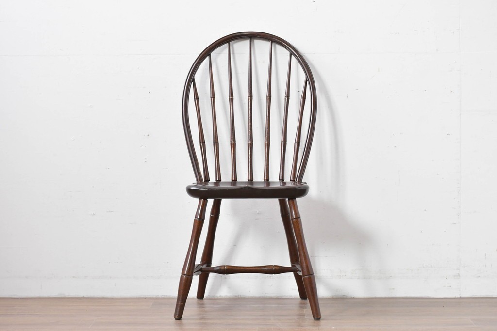 中古　松本民芸家具　竹節のデザインが施されたループバックチェア(II)　定価約13万8千円　(R-085983)