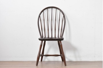 中古　松本民芸家具　竹節のデザインが施されたループバックチェア(II)　定価約13万8千円　(R-085983)