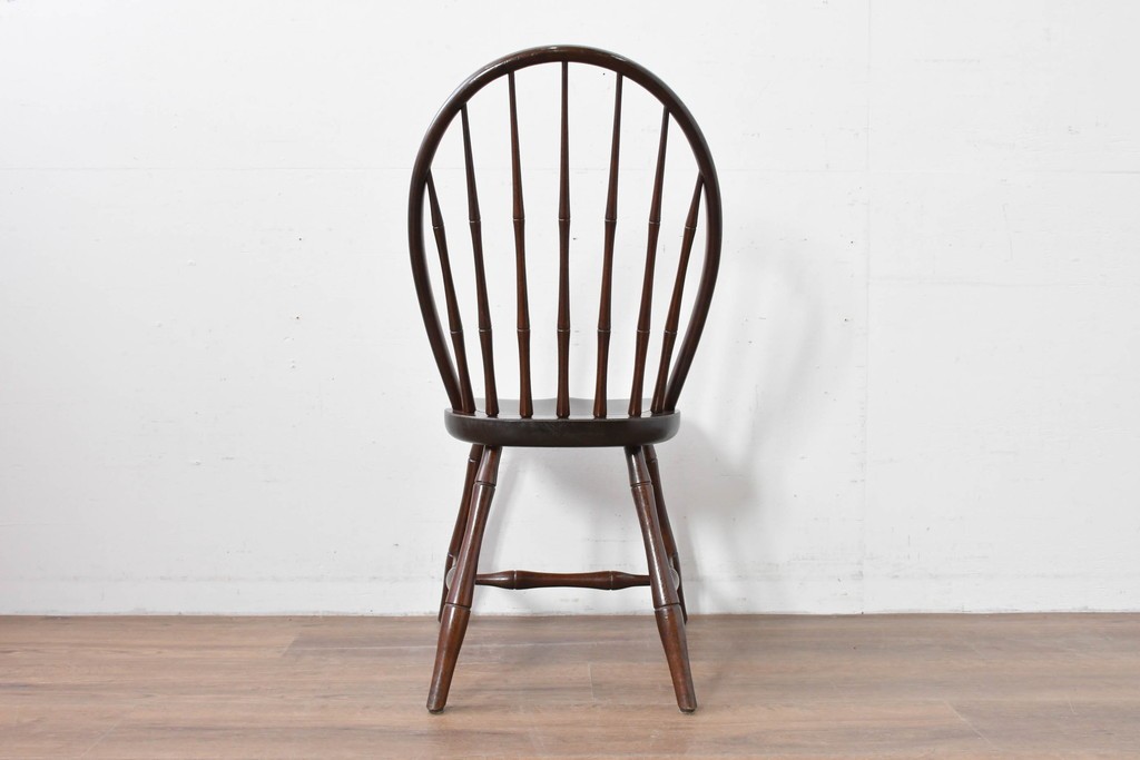 中古　松本民芸家具　竹節のデザインが施されたループバックチェア(II)　定価約13万8千円　(R-085983)