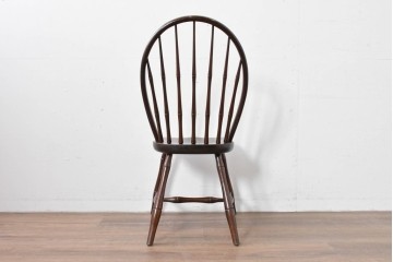 中古　松本民芸家具　竹節のデザインが施されたループバックチェア(II)　定価約13万8千円　(R-085983)