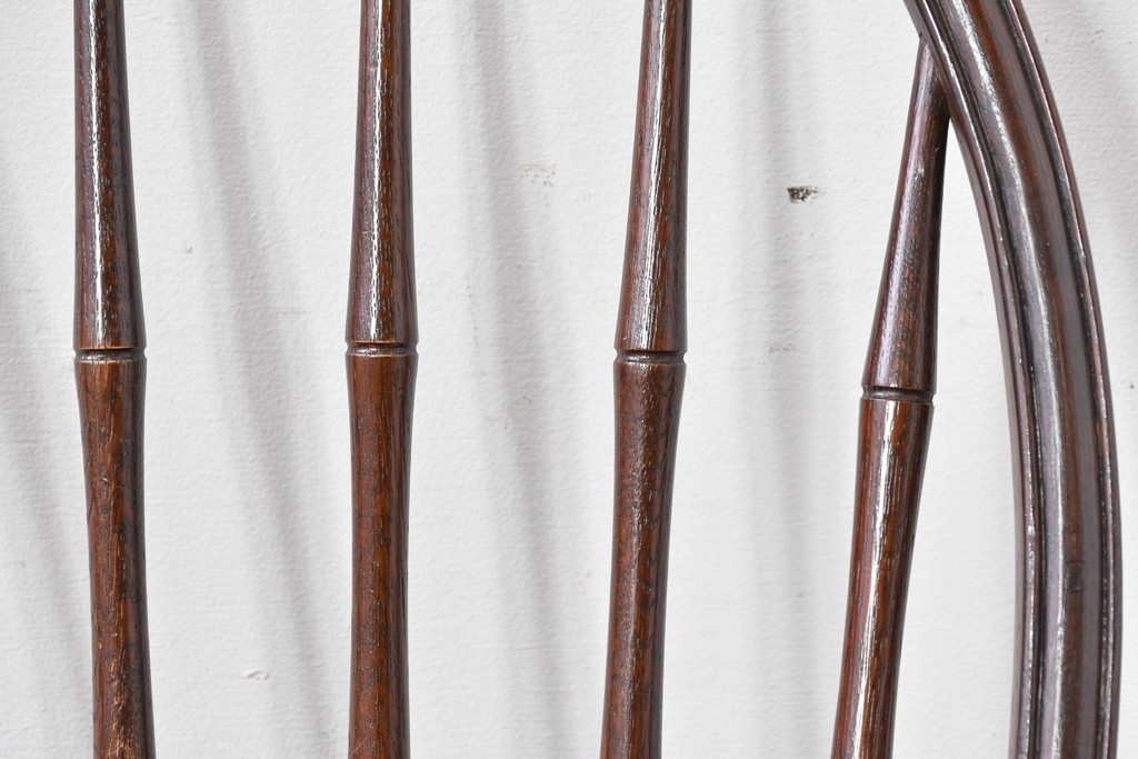 中古　松本民芸家具　竹節のデザインが施されたループバックチェア(II)　定価約13万8千円　(R-085983)