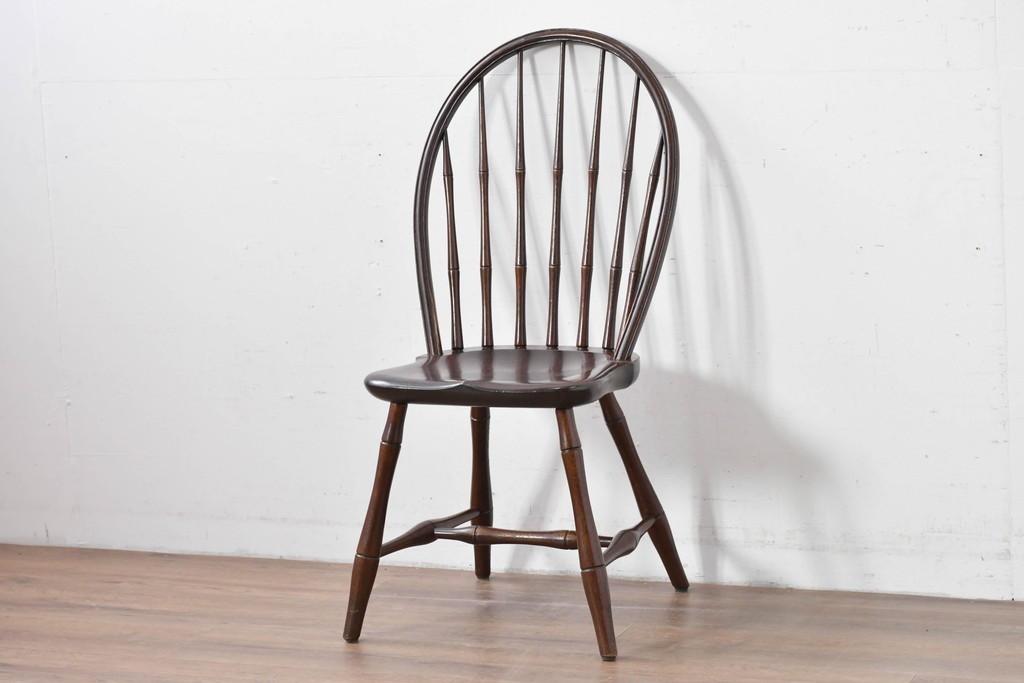 中古　松本民芸家具　竹節のデザインが施されたループバックチェア(II)　定価約13万8千円　(R-085983)