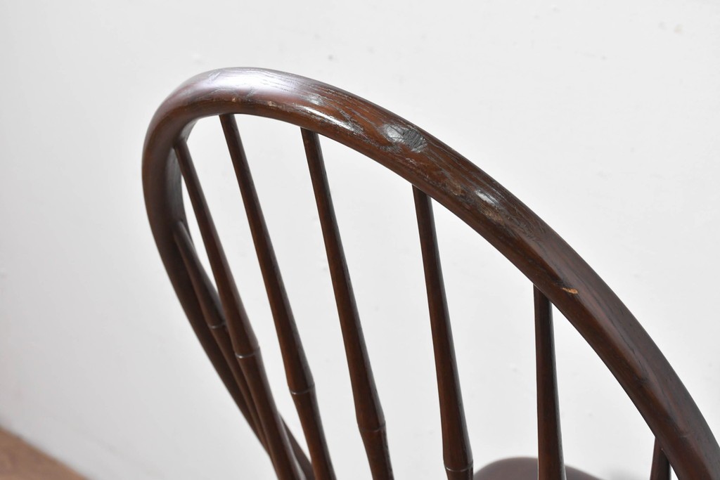 中古　松本民芸家具　竹節のデザインが施されたループバックチェア(II)　定価約13万8千円　(R-085983)