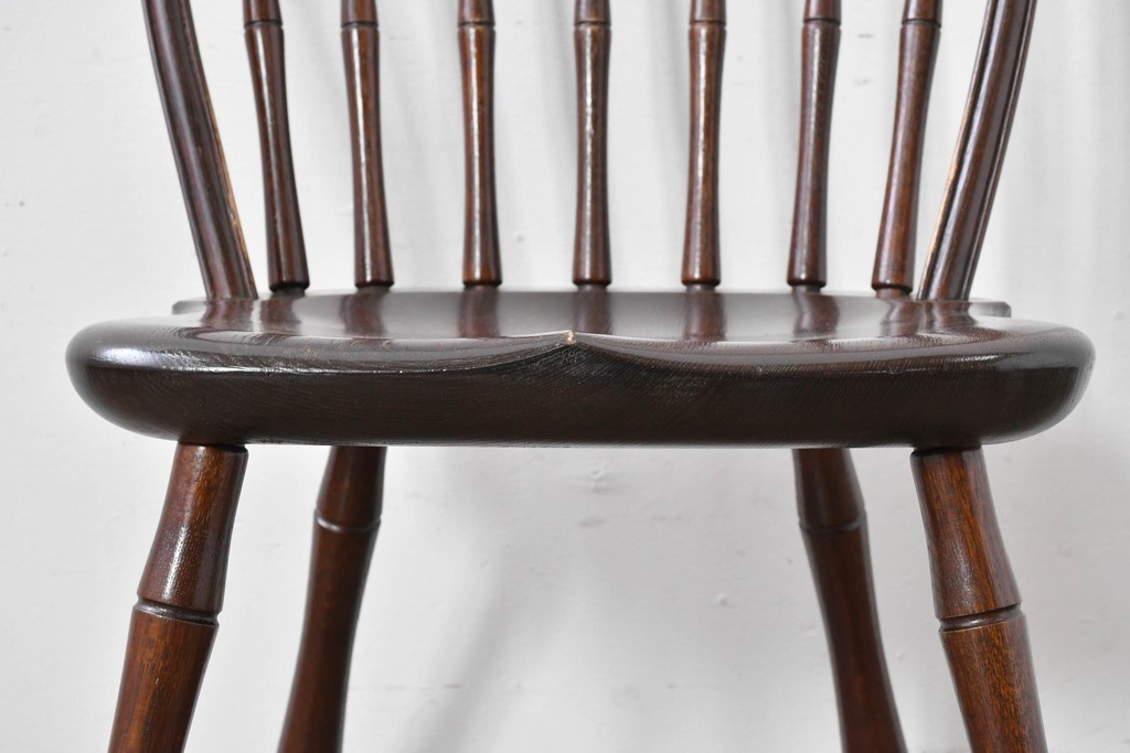 中古　松本民芸家具　竹節のデザインが施されたループバックチェア(II)　定価約13万8千円　(R-085983)