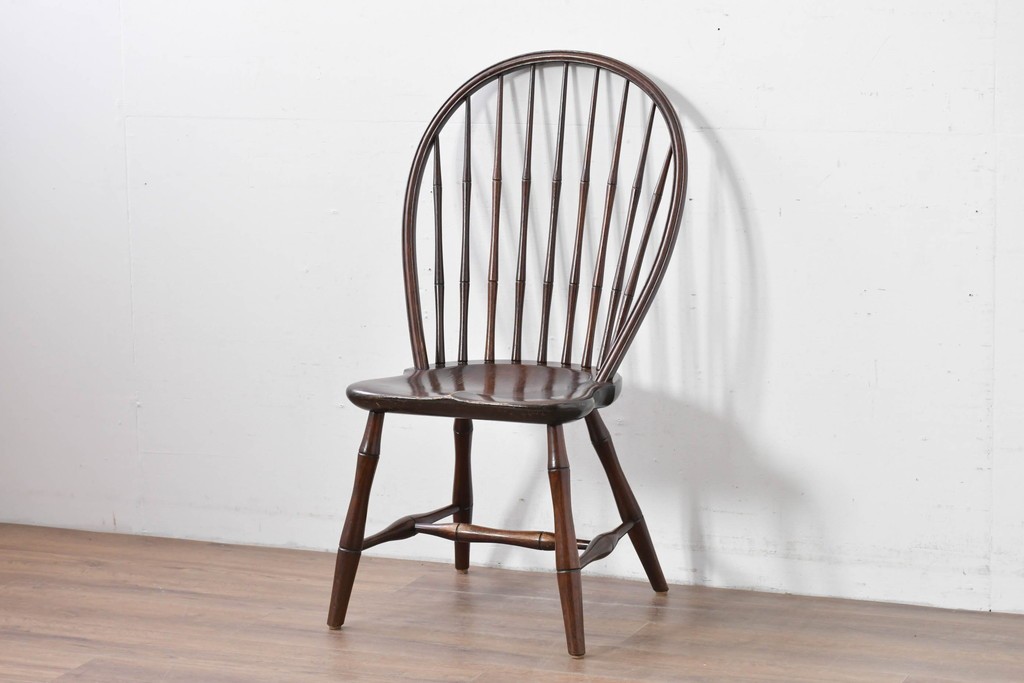 中古　松本民芸家具　竹節を思わせる挽物の造形が特徴的なループバックチェア(I)　定価約16万円　(R-085984)