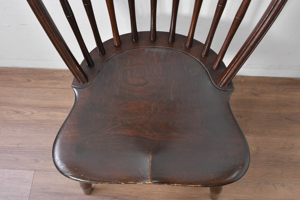 中古　松本民芸家具　竹節を思わせる挽物の造形が特徴的なループバックチェア(I)　定価約16万円　(R-085984)