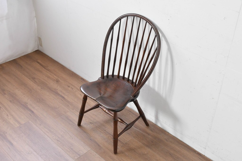 中古　松本民芸家具　竹節を思わせる挽物の造形が特徴的なループバックチェア(I)　定価約16万円　(R-085984)