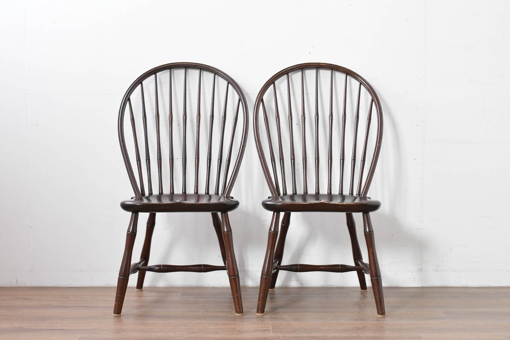 中古　松本民芸家具　竹節を思わせる挽物の造形が特徴的なループバックチェア(I)2脚セット　定価(2脚合計)約32万円　(R-085985)