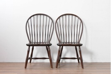 中古　松本民芸家具　竹節を思わせる挽物の造形が特徴的なループバックチェア(I)2脚セット　定価(2脚合計)約32万円　(R-085985)