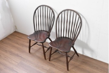 中古　松本民芸家具　竹節を思わせる挽物の造形が特徴的なループバックチェア(I)2脚セット　定価(2脚合計)約32万円　(R-085985)