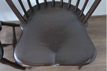 中古　松本民芸家具　竹節を思わせる挽物の造形が特徴的なループバックチェア(I)2脚セット　定価(2脚合計)約32万円　(R-085985)