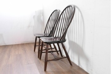 中古　松本民芸家具　竹節を思わせる挽物の造形が特徴的なループバックチェア(I)2脚セット　定価(2脚合計)約32万円　(R-085985)