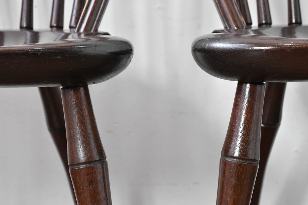 中古　松本民芸家具　竹節を思わせる挽物の造形が特徴的なループバックチェア(I)2脚セット　定価(2脚合計)約32万円　(R-085985)