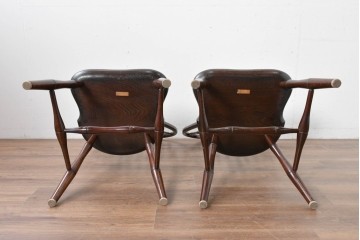 中古　松本民芸家具　竹節を思わせる挽物の造形が特徴的なループバックチェア(I)2脚セット　定価(2脚合計)約32万円　(R-085985)