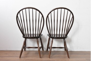 中古　松本民芸家具　竹節を思わせる挽物の造形が特徴的なループバックチェア(I)2脚セット　定価(2脚合計)約32万円　(R-085985)