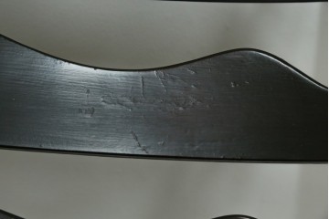 中古　松本民芸家具　ラッシ座面　波打つ背板が特徴の#22型ラダーバックチェア4脚セット　定価(4脚合計)約64万円　(R-085986)