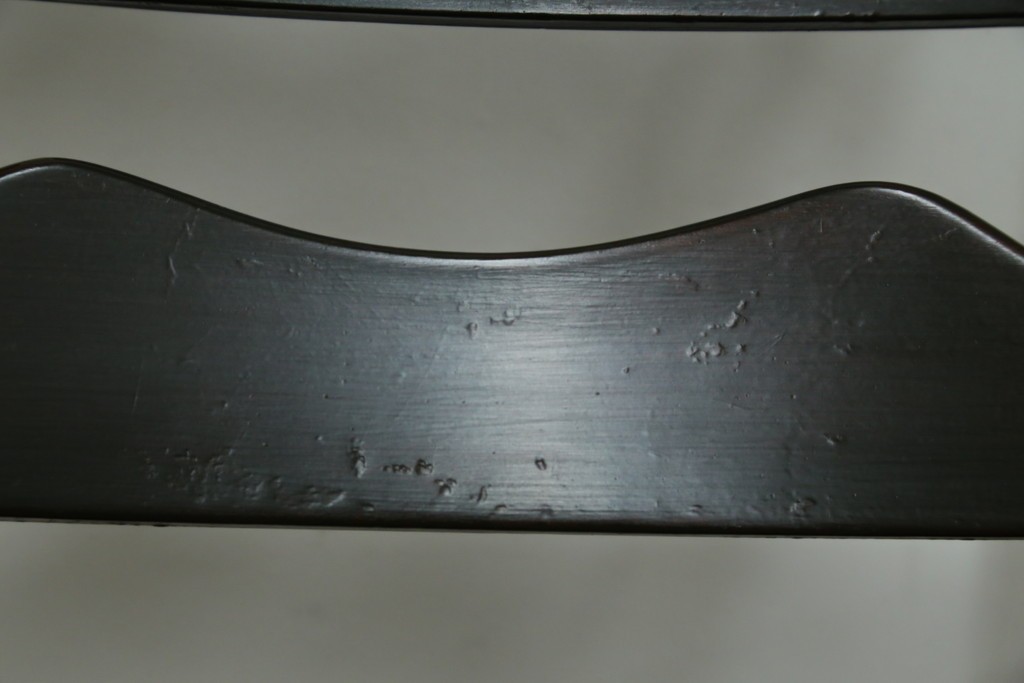 中古　松本民芸家具　ラッシ座面　波打つ背板が特徴の#22型ラダーバックチェア4脚セット　定価(4脚合計)約64万円　(R-085986)
