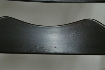 中古　松本民芸家具　ラッシ座面　波打つ背板が特徴の#22型ラダーバックチェア4脚セット　定価(4脚合計)約64万円　(R-085986)