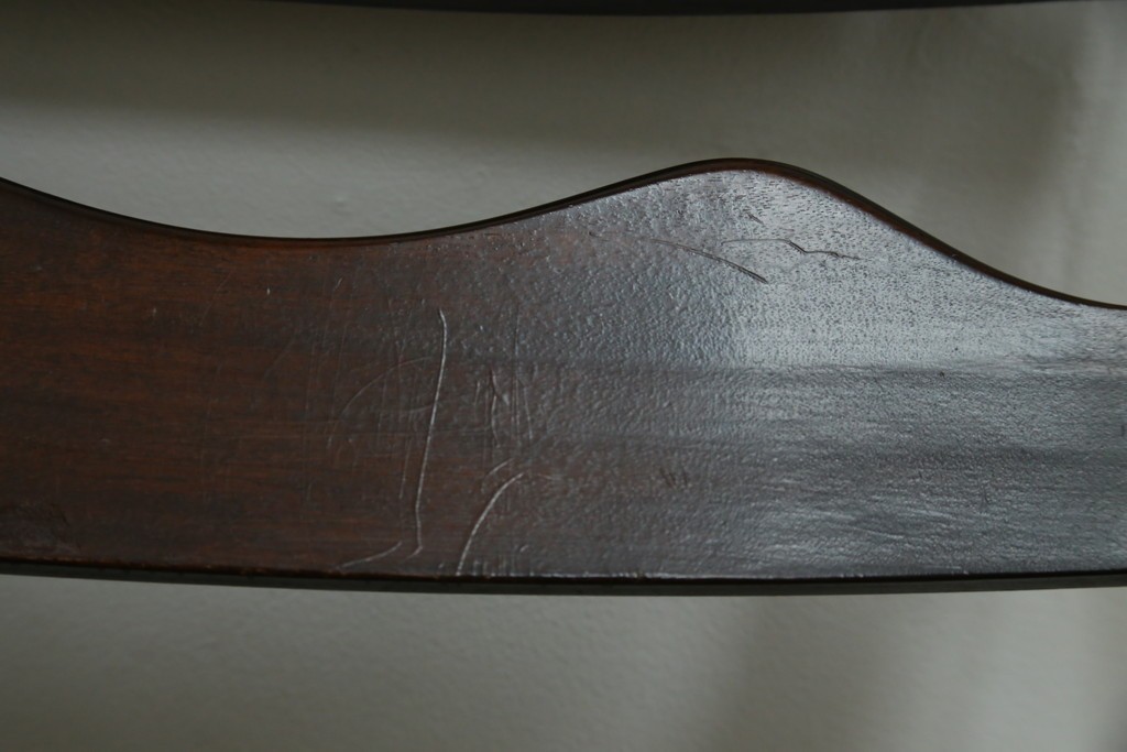 中古　松本民芸家具　ラッシ座面　波打つ背板が特徴の#22型ラダーバックチェア4脚セット　定価(4脚合計)約64万円　(R-085986)