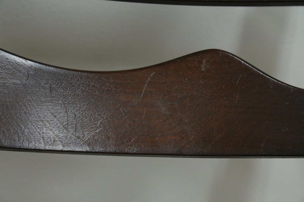 中古　松本民芸家具　ラッシ座面　波打つ背板が特徴の#22型ラダーバックチェア4脚セット　定価(4脚合計)約64万円　(R-085986)