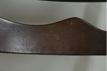 中古　松本民芸家具　ラッシ座面　波打つ背板が特徴の#22型ラダーバックチェア4脚セット　定価(4脚合計)約64万円　(R-085986)