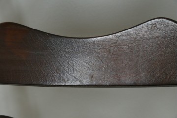 中古　松本民芸家具　ラッシ座面　波打つ背板が特徴の#22型ラダーバックチェア4脚セット　定価(4脚合計)約64万円　(R-085986)