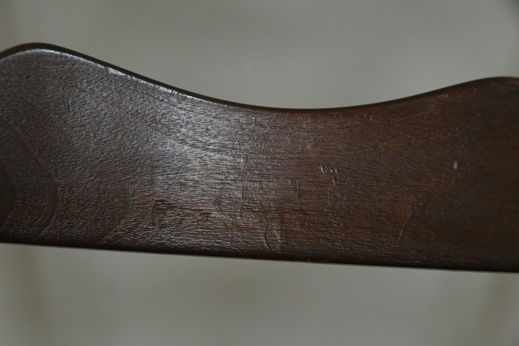中古　松本民芸家具　ラッシ座面　波打つ背板が特徴の#22型ラダーバックチェア4脚セット　定価(4脚合計)約64万円　(R-085986)
