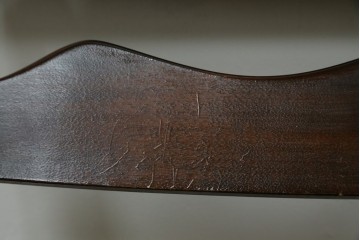 中古　松本民芸家具　ラッシ座面　波打つ背板が特徴の#22型ラダーバックチェア4脚セット　定価(4脚合計)約64万円　(R-085986)