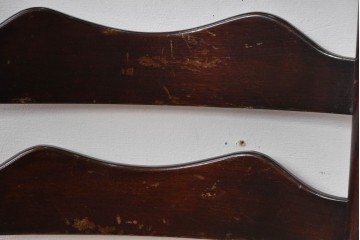 中古　松本民芸家具　ラッシ座面　波打つ背板が特徴の#22型ラダーバックチェア4脚セット　定価(4脚合計)約64万円　(R-085986)