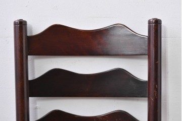 中古　松本民芸家具　ラッシ座面　波打つ背板が特徴の#22型ラダーバックチェア4脚セット　定価(4脚合計)約64万円　(R-085986)