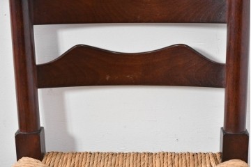 中古　松本民芸家具　ラッシ座面　波打つ背板が特徴の#22型ラダーバックチェア4脚セット　定価(4脚合計)約64万円　(R-085986)