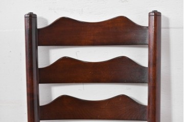 中古　松本民芸家具　ラッシ座面　波打つ背板が特徴の#22型ラダーバックチェア4脚セット　定価(4脚合計)約64万円　(R-085986)