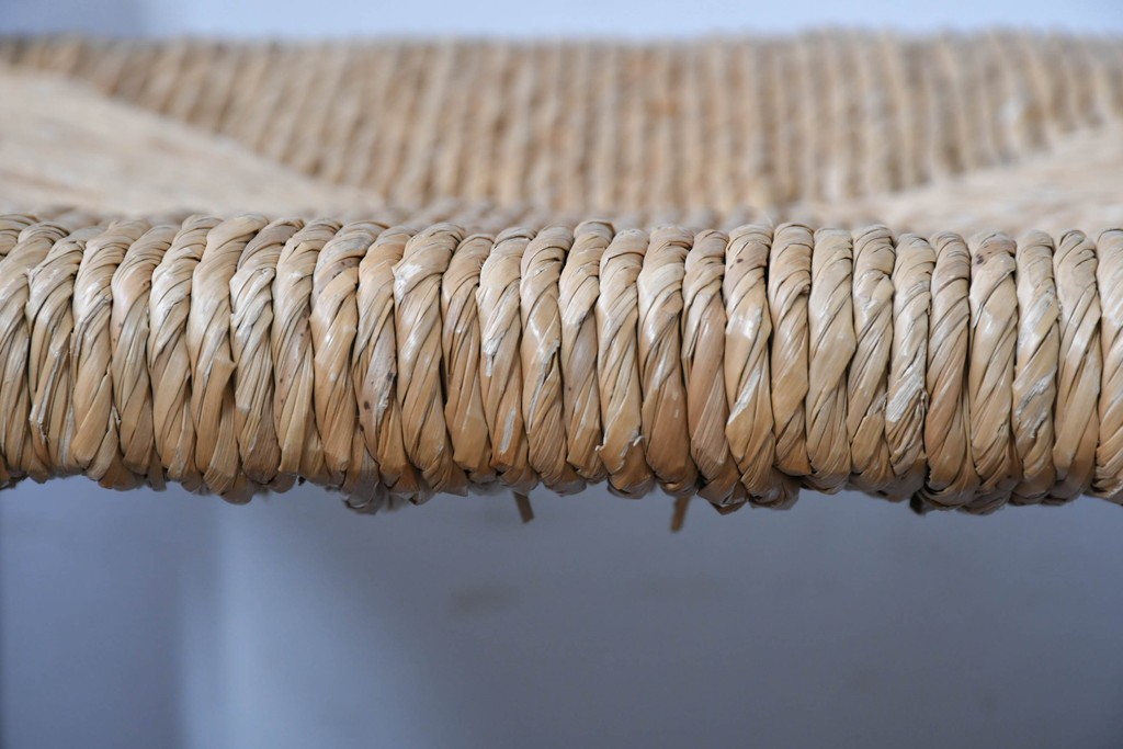 中古　松本民芸家具　ラッシ座面　波打つ背板が特徴の#22型ラダーバックチェア4脚セット　定価(4脚合計)約64万円　(R-085986)