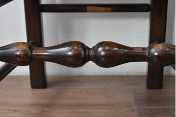 中古　松本民芸家具　ラッシ座面　波打つ背板が特徴の#22型ラダーバックチェア4脚セット　定価(4脚合計)約64万円　(R-085986)