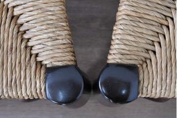 中古　松本民芸家具　ラッシ座面　波打つ背板が特徴の#22型ラダーバックチェア4脚セット　定価(4脚合計)約64万円　(R-085986)