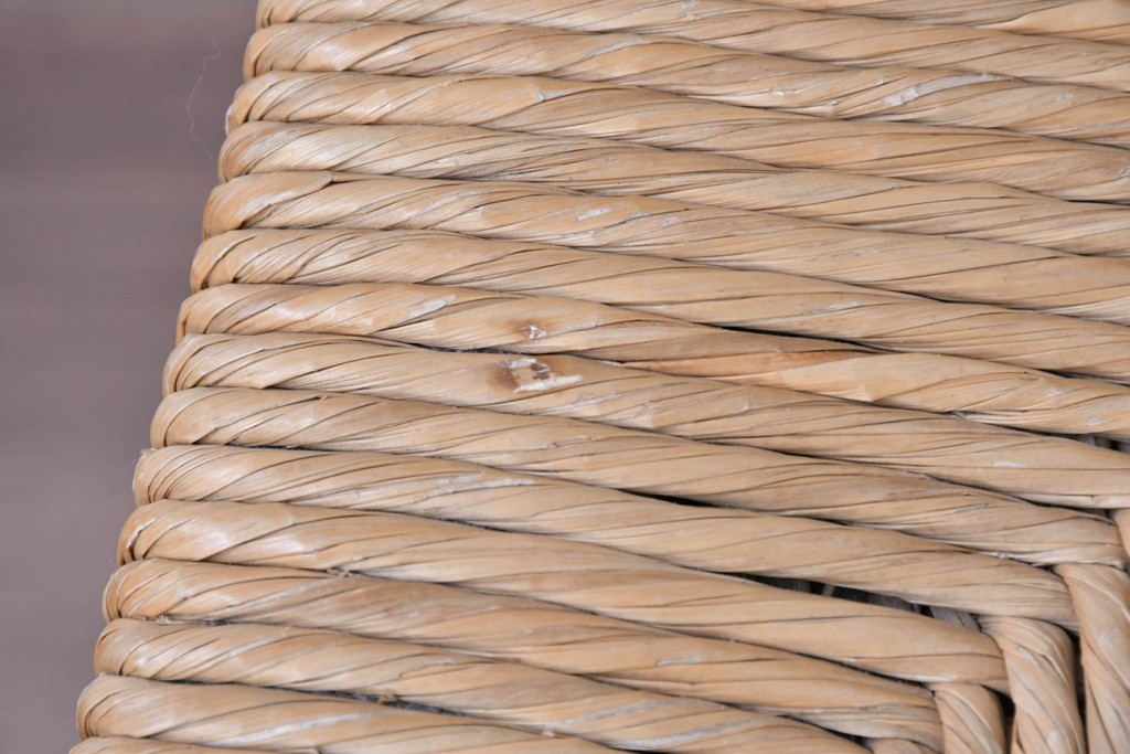 中古　松本民芸家具　ラッシ座面　波打つ背板が特徴の#22型ラダーバックチェア4脚セット　定価(4脚合計)約64万円　(R-085986)