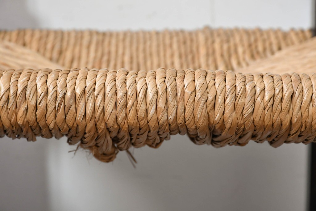 中古　松本民芸家具　ラッシ座面　波打つ背板が特徴の#22型ラダーバックチェア3脚セット　定価(3脚合計)約48万円　(R-085987)