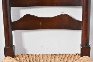 中古　松本民芸家具　ラッシ座面　波打つ背板が特徴の#22型ラダーバックチェア3脚セット　定価(3脚合計)約48万円　(R-085987)