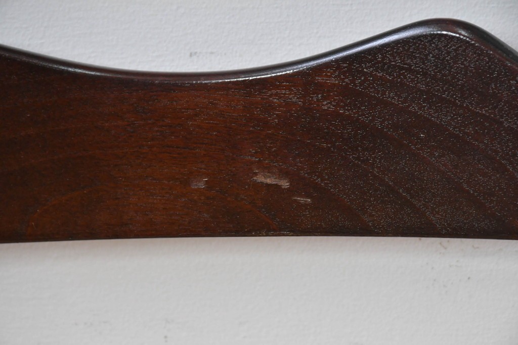 中古　松本民芸家具　ラッシ座面　波打つ背板が特徴の#22型ラダーバックチェア3脚セット　定価(3脚合計)約48万円　(R-085987)